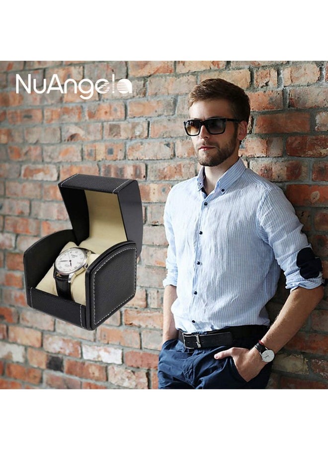 NuAngela NuAngela PU Leather Watch Box, Single Display Luxury Storage Case For Wristwatches and Smart Watches, Holder With Pillow, Jewelry Bearer Gift Case For Women/Men,Birthday Valentine's Day Gift Box Green  - Image 4