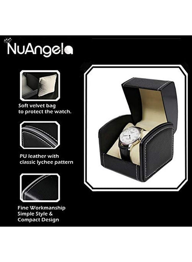 NuAngela NuAngela PU Leather Watch Box, Single Display Luxury Storage Case For Wristwatches and Smart Watches, Holder With Pillow, Jewelry Bearer Gift Case For Women/Men,Birthday Valentine's Day Gift Box Green  - Image 3