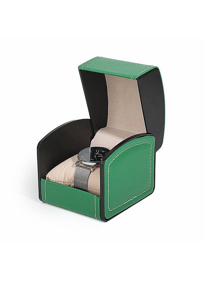 NuAngela NuAngela PU Leather Watch Box, Single Display Luxury Storage Case For Wristwatches and Smart Watches, Holder With Pillow, Jewelry Bearer Gift Case For Women/Men,Birthday Valentine's Day Gift Box Green  - Image 1