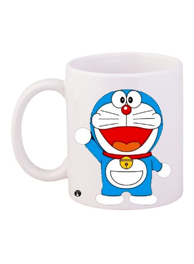 RYN Cartoon Printed Coffee Mug White/Blue/Red 11ounce