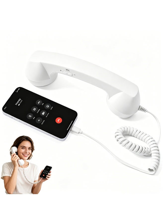 Retro Phone Handset, Retro Style Type-C Phone Handset,Vintage Wired Plug in Handheld Cell Phone Receiver with Microphone, Suitable for Cell Mobile Video Conferences,Calls,Meetings - Image 1