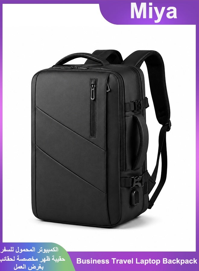 Miya Business Travel Laptop Backpack Anti-Theft Durable Computer Bag With USB Charging Port Waterproof College School Backpack For Men & Women Fits 17 Inch Notebook Black - Image 1