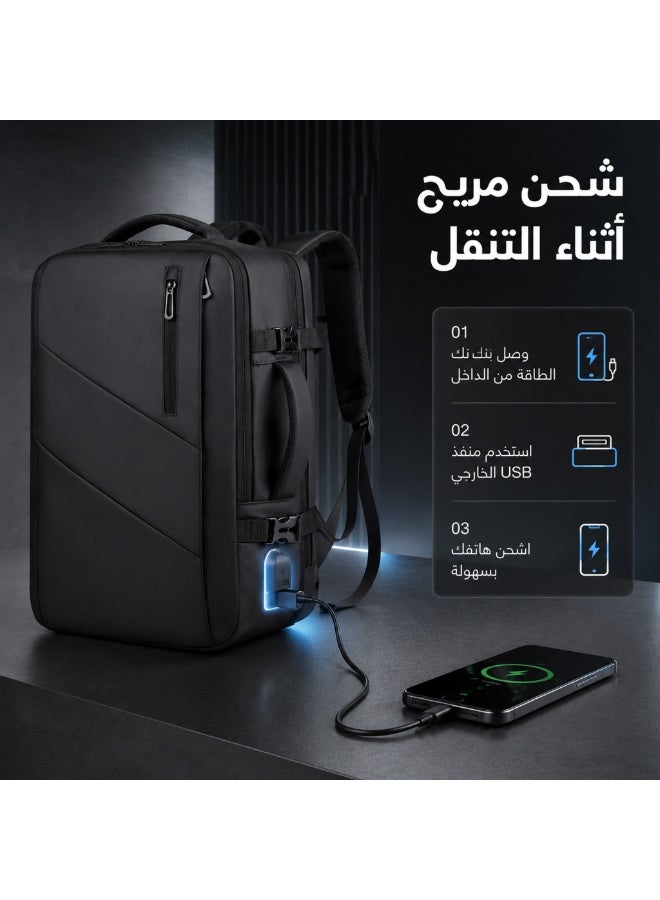 Miya Business Travel Laptop Backpack Anti-Theft Durable Computer Bag With USB Charging Port Waterproof College School Backpack For Men & Women Fits 17 Inch Notebook Black - Image 4