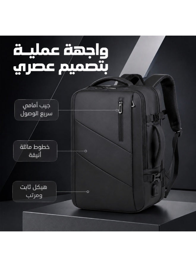 Miya Business Travel Laptop Backpack Anti-Theft Durable Computer Bag With USB Charging Port Waterproof College School Backpack For Men & Women Fits 17 Inch Notebook Black - Image 2