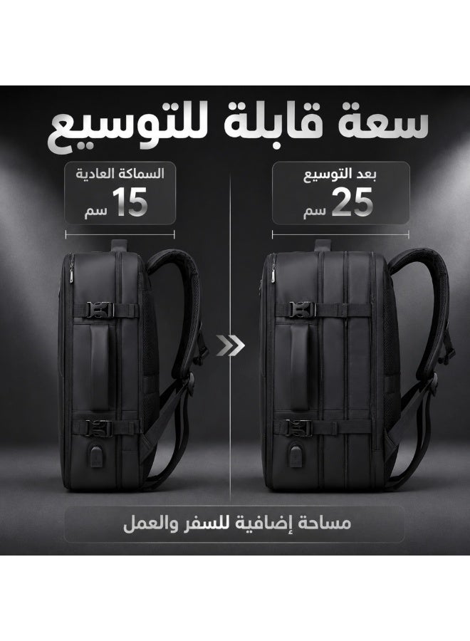 Miya Business Travel Laptop Backpack Anti-Theft Durable Computer Bag With USB Charging Port Waterproof College School Backpack For Men & Women Fits 17 Inch Notebook Black - Image 3