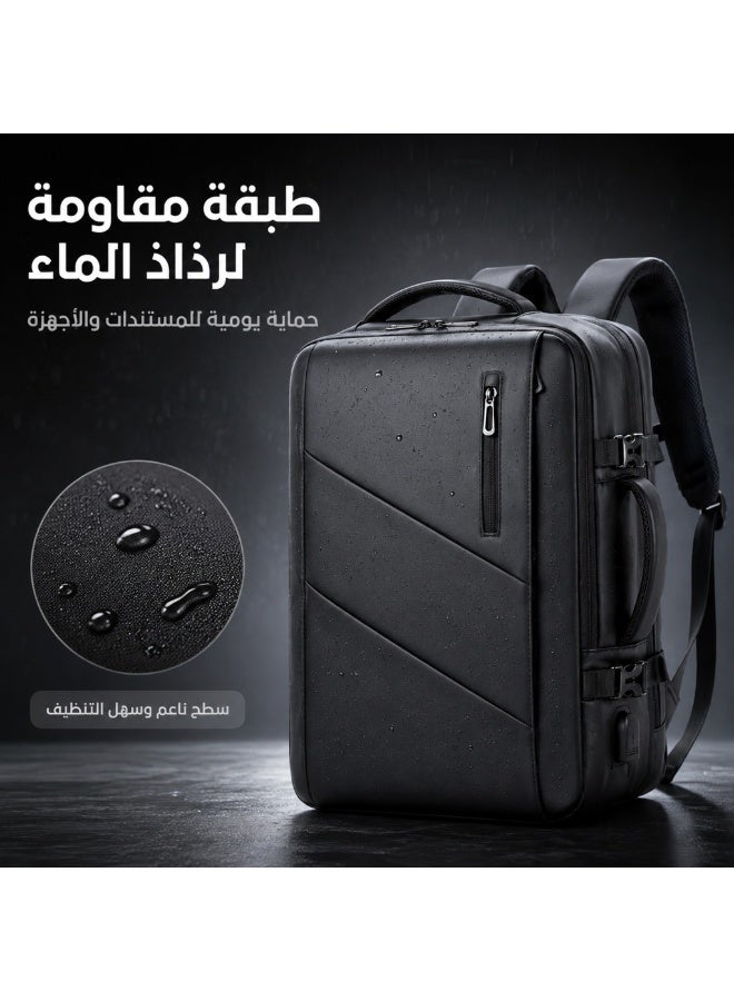 Miya Business Travel Laptop Backpack Anti-Theft Durable Computer Bag With USB Charging Port Waterproof College School Backpack For Men & Women Fits 17 Inch Notebook Black - Image 5