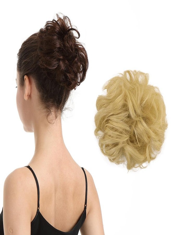 BARSDAR 100% Human Hair Bun Extension - Blonde Messy Bun Hairpieces for Women - Real Human Hair Natural Updo Chignons Daily - Image 1