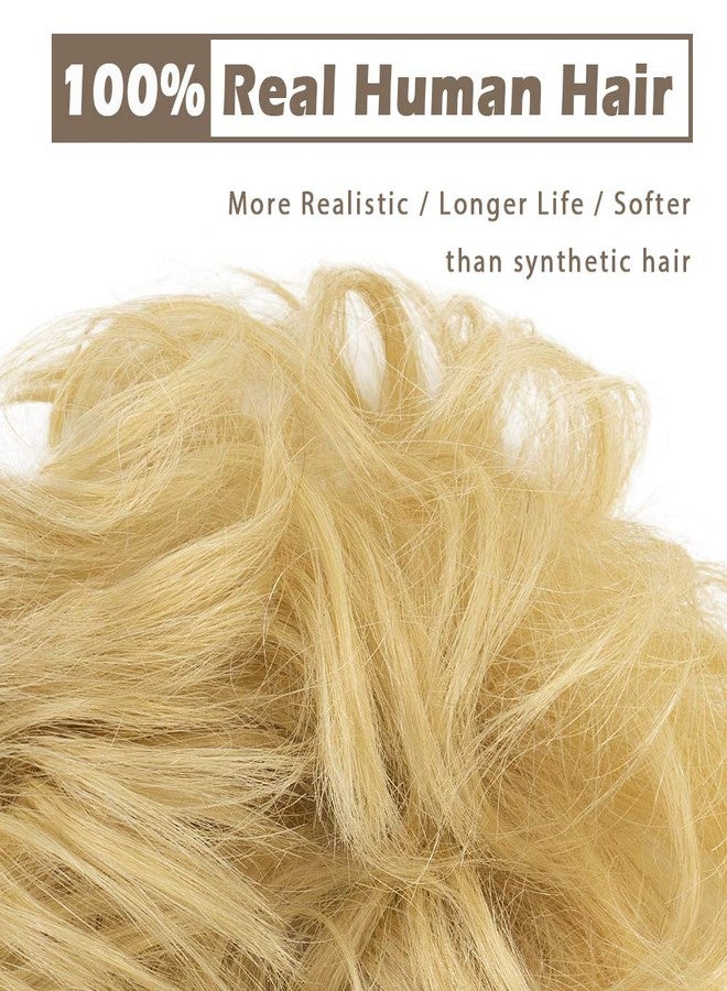 BARSDAR 100% Human Hair Bun Extension - Blonde Messy Bun Hairpieces for Women - Real Human Hair Natural Updo Chignons Daily - Image 2