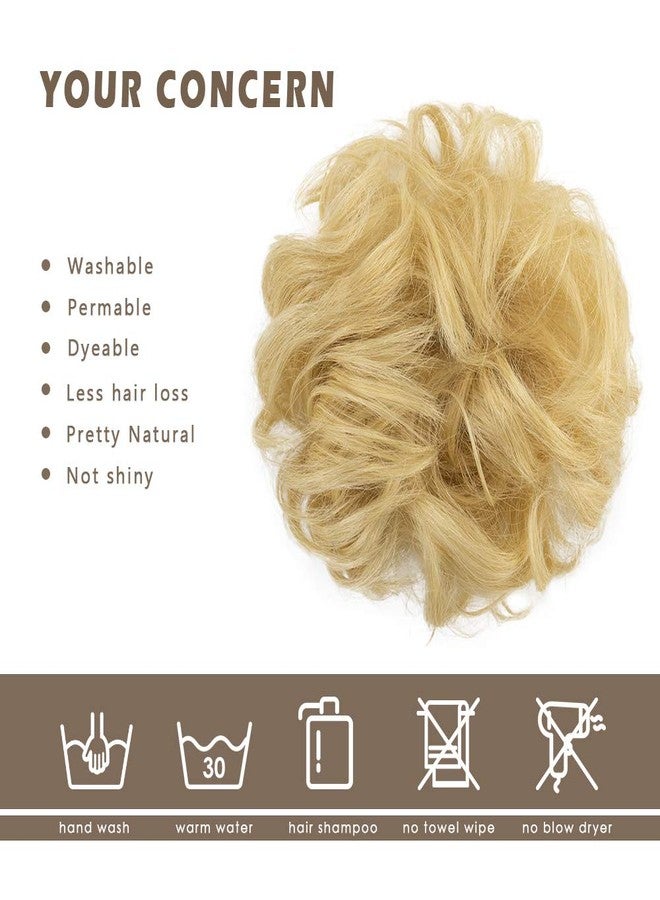 BARSDAR 100% Human Hair Bun Extension - Blonde Messy Bun Hairpieces for Women - Real Human Hair Natural Updo Chignons Daily - Image 4