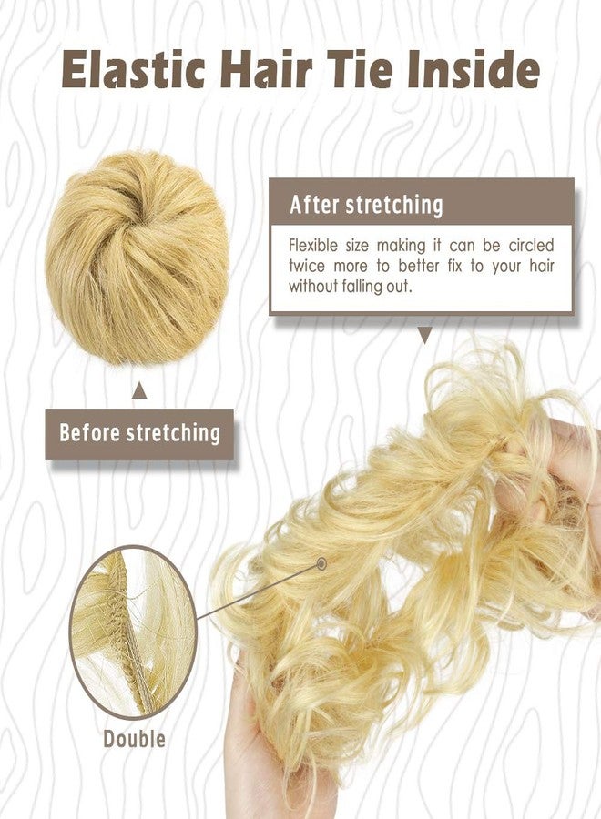 BARSDAR 100% Human Hair Bun Extension - Blonde Messy Bun Hairpieces for Women - Real Human Hair Natural Updo Chignons Daily - Image 3