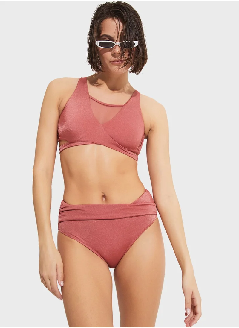 جون Mesh Plunge Bikini Top & Bottom Set