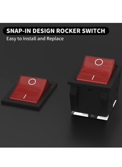 Y&D 12V 30A Rocker Switch, 4 Pin Red LED Lighted Toggle DPST Heavy Duty 30 Amp 12 Volt Waterproof Plug for Car RV Home (5pcs)  - Image 2