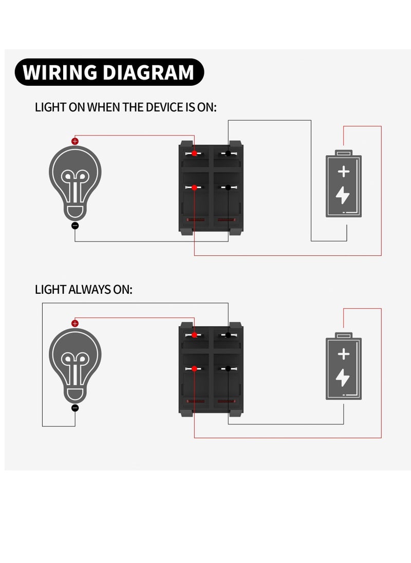 Y&D - 12V 30A Rocker Switch, 4 Pin Red LED Lighted Toggle DPST Heavy Duty 30 Amp 12 Volt Waterproof Plug for Car RV Home (5pcs) - Image 1