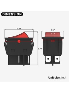Y&D 12V 30A Rocker Switch, 4 Pin Red LED Lighted Toggle DPST Heavy Duty 30 Amp 12 Volt Waterproof Plug for Car RV Home (5pcs)  - Image 4