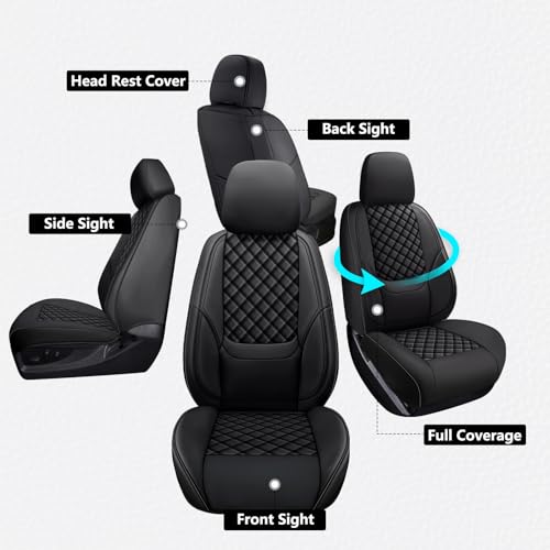 WENNFOUR F150 Seat Covers 2015-2026 Full Set, Truck Interior Sets with Lumbar Support Custom Fit for Ford F150 2015-2026, F250/F350/F450 2017-2026 Super Duty Crew Cab XLT XL Lariat Platinum, Black - Image 2