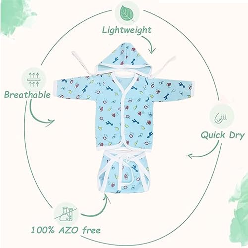 Fareto New Born Baby Clothing Set Front Open Full 6 Shirts | 6 Tying Nappies | 6 Tying Caps | Infant Cloths (0-3 Months) (Pack Of 18) (Full Sleeves) - Image 4