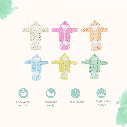 Fareto New Born Baby Clothing Set Front Open Full 6 Shirts | 6 Tying Nappies | 6 Tying Caps | Infant Cloths (0-3 Months) (Pack Of 18) (Full Sleeves) - Image 3