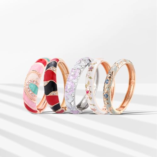 UJOY Women's Multi Designs Enamel Bracelet Set - Image 2