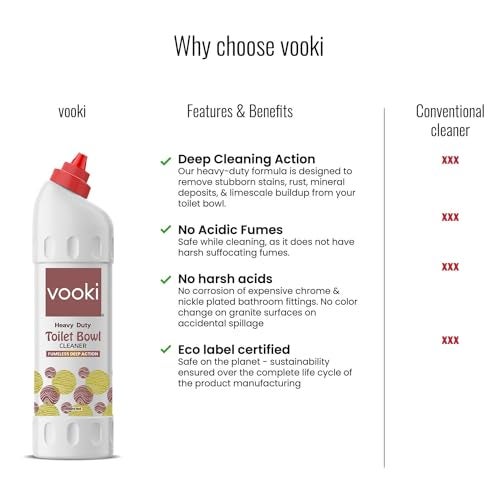 Vooki Heavy Duty Toilet Bowl Cleaner Fumeless Deep Action liquid, Home and Commercial Use - 500 ml (Pack of 1) - Image 3