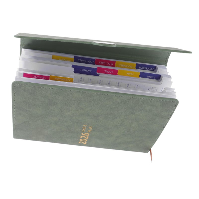 Olive Green Daily Weekly Monthly Planner with Index Bookmark - Image 2