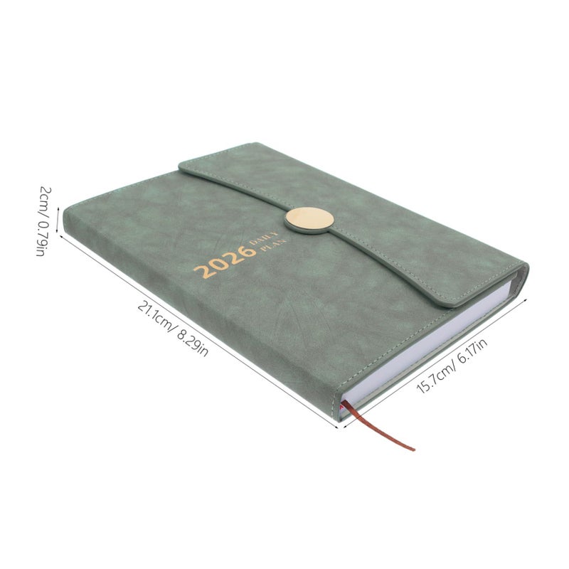 Olive Green Daily Weekly Monthly Planner with Index Bookmark - Image 3