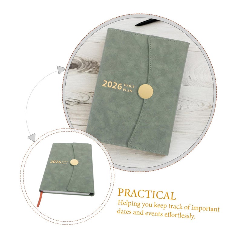 Olive Green Daily Weekly Monthly Planner with Index Bookmark - Image 4