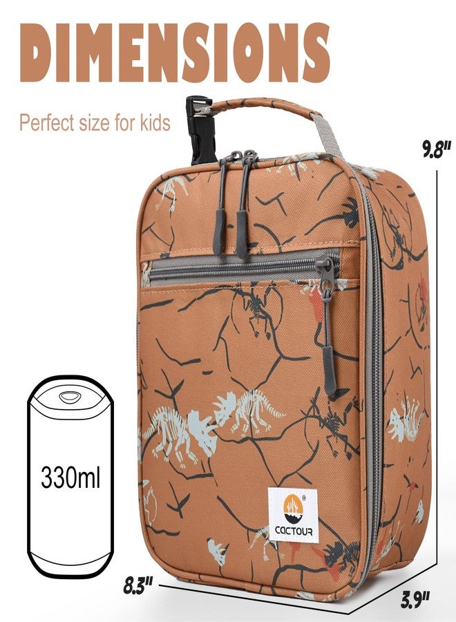 CaCTOUR Lunch Box Kids,Premium Insulated Lunch Bag for Girls Boys,Soft Bag Mini Cooler Back to School Thermal Reusable Lunch Bag for Work School Picnic （Brown Dino - Image 3