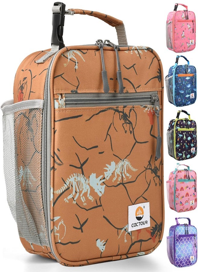 CaCTOUR Lunch Box Kids,Premium Insulated Lunch Bag for Girls Boys,Soft Bag Mini Cooler Back to School Thermal Reusable Lunch Bag for Work School Picnic （Brown Dino - Image 1