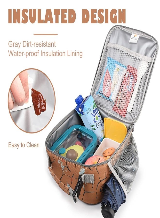 CaCTOUR Lunch Box Kids,Premium Insulated Lunch Bag for Girls Boys,Soft Bag Mini Cooler Back to School Thermal Reusable Lunch Bag for Work School Picnic （Brown Dino - Image 5