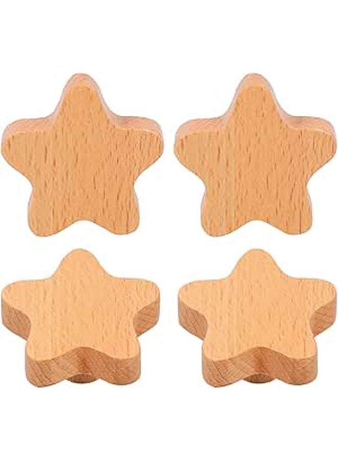 4Pcs Solid Wood Cabinet Knobs Round Door Handles For Kitchen Wardrobe Furniture Drawers - Image 1