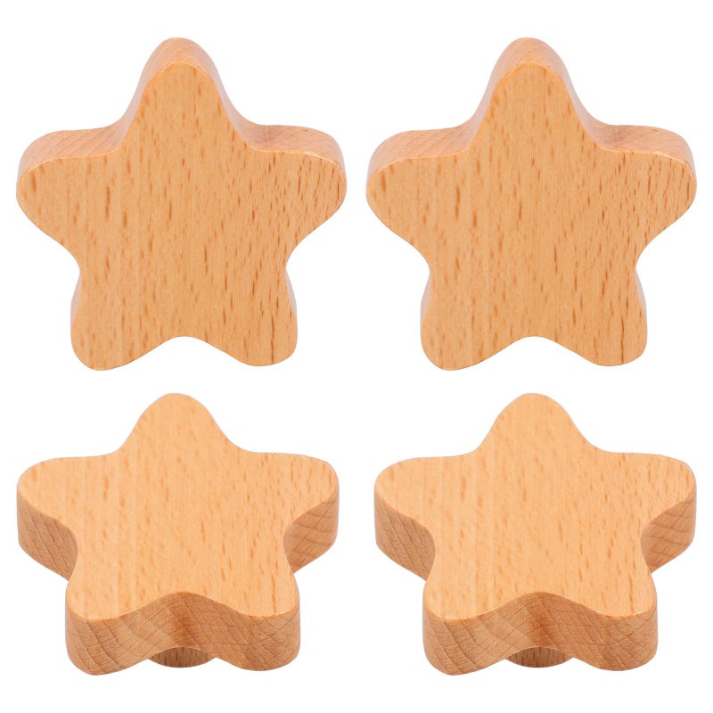 4Pcs Solid Wood Cabinet Knobs Round Door Handles For Kitchen Wardrobe Furniture Drawers - Image 2