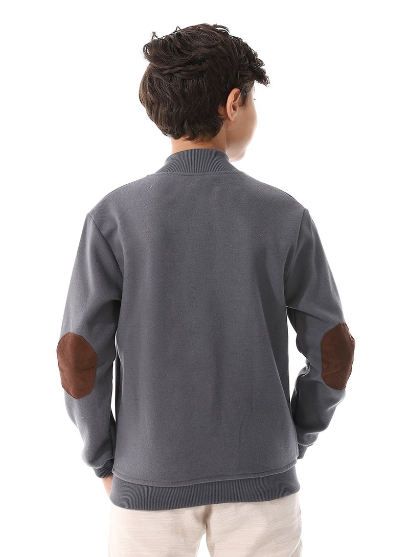 Andora Slash Pockets Plain Zipped Boys Sweatshirt_ Dark Grey - Image 3