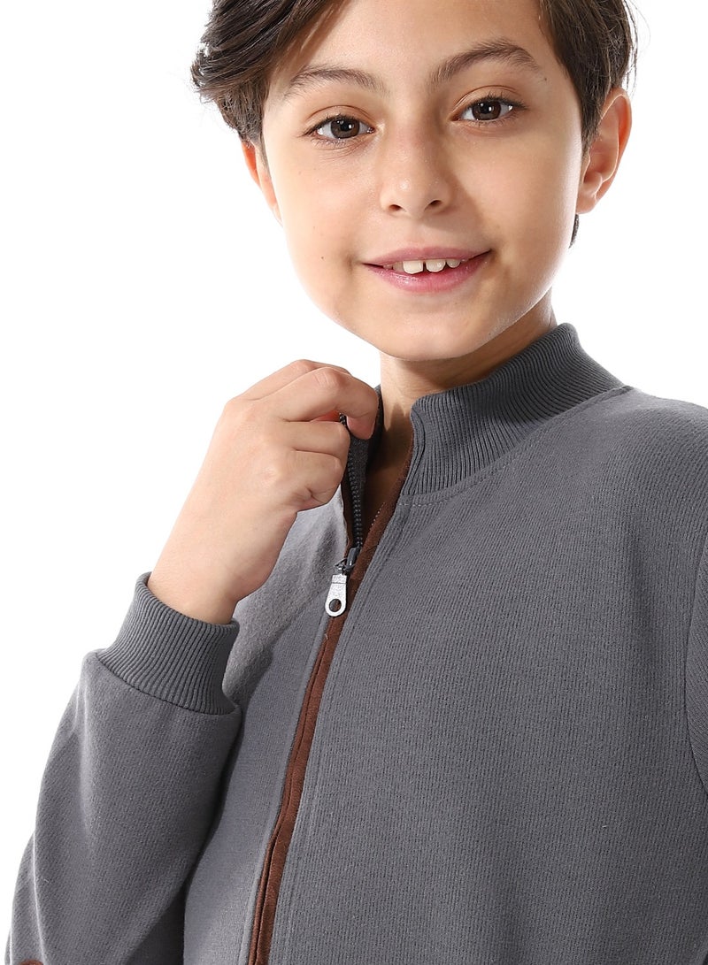 Andora Slash Pockets Plain Zipped Boys Sweatshirt_ Dark Grey - Image 4