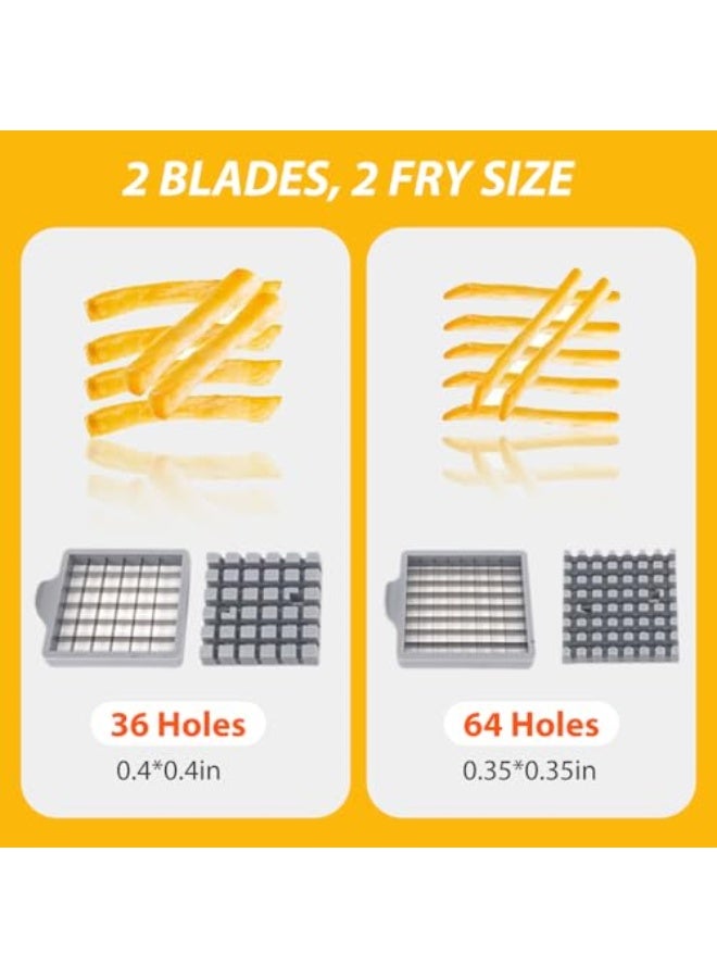 نادراب آلة قطع البطاطا المقلية للاستخدام في المطبخ، 2025 قاطع بطاطا يدوي من الفولاذ المقاوم للصدأ مع شفرات 1/2 إنش و3/8 إنش، قاطعة بطاطا مقلية للبطاطا والجزر والخيار (1 قطعة) - Image 3