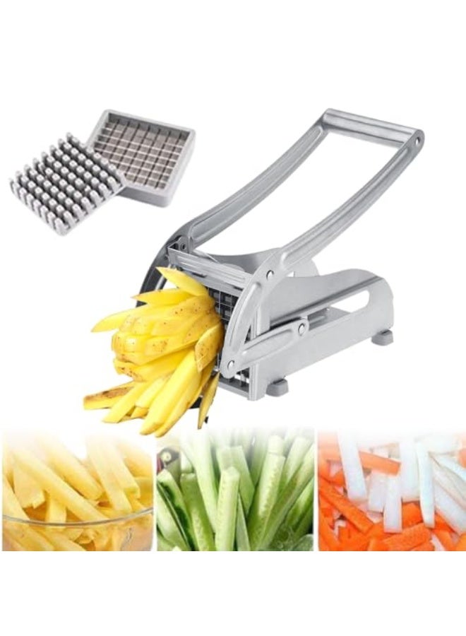 نادراب آلة قطع البطاطا المقلية للاستخدام في المطبخ، 2025 قاطع بطاطا يدوي من الفولاذ المقاوم للصدأ مع شفرات 1/2 إنش و3/8 إنش، قاطعة بطاطا مقلية للبطاطا والجزر والخيار (1 قطعة) - Image 1