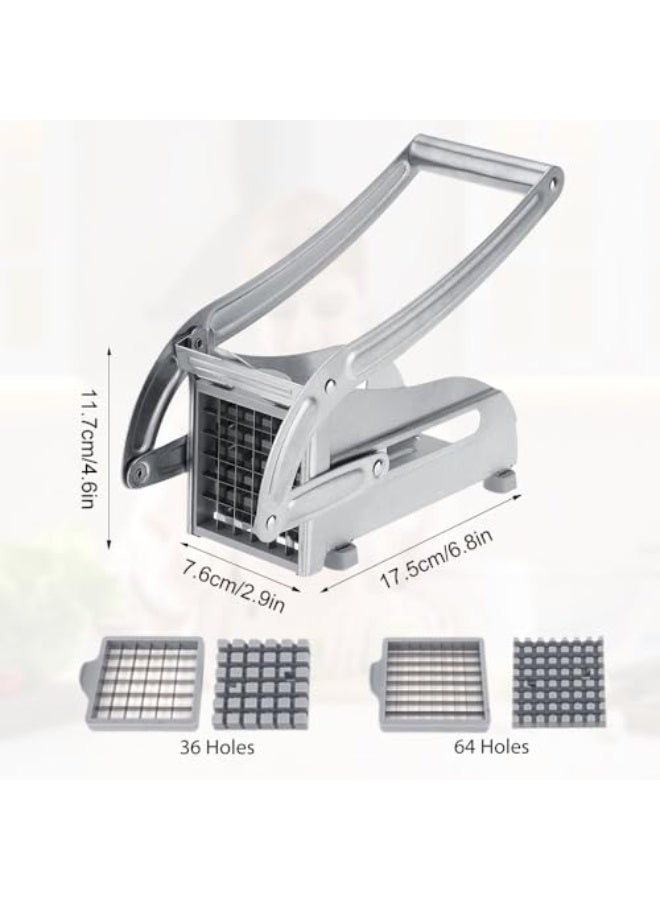 نادراب آلة قطع البطاطا المقلية للاستخدام في المطبخ، 2025 قاطع بطاطا يدوي من الفولاذ المقاوم للصدأ مع شفرات 1/2 إنش و3/8 إنش، قاطعة بطاطا مقلية للبطاطا والجزر والخيار (1 قطعة) - Image 5