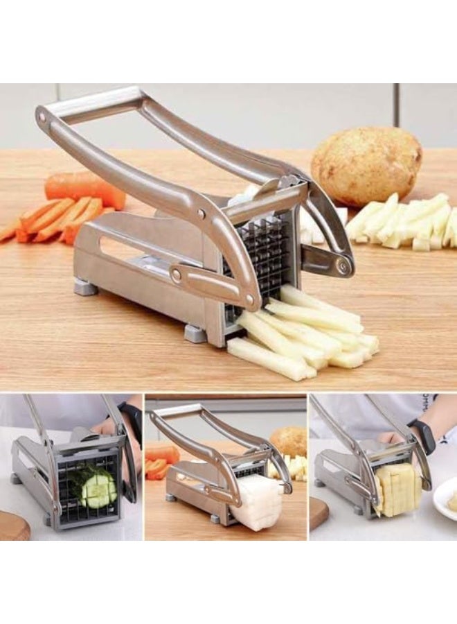 نادراب آلة قطع البطاطا المقلية للاستخدام في المطبخ، 2025 قاطع بطاطا يدوي من الفولاذ المقاوم للصدأ مع شفرات 1/2 إنش و3/8 إنش، قاطعة بطاطا مقلية للبطاطا والجزر والخيار (1 قطعة) - Image 2