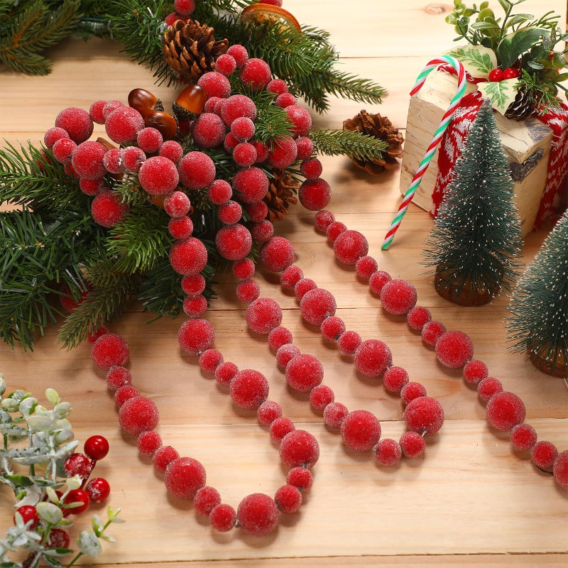 Canlierr 9ft Sugared Red Berry Garland for Christmas Tree Artificial Christmas Snowy Holly Berry Garland Decor for Xmas Tree Indoor Home Room Holiday Party Decoration Birthday Party Supplies - Image 2