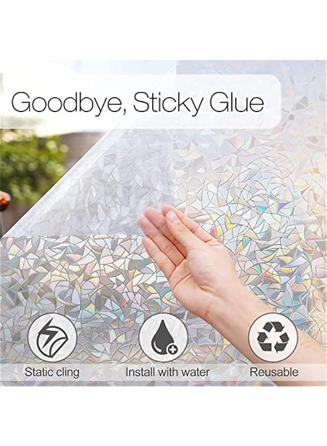 Window Privacy Film Rainbow Film Decorative Window Sticker, 3D Static Stained Glass Cling Tint for Home Heat Control Non-Adhesive, 17.5 x 78.7 inches - Image 4