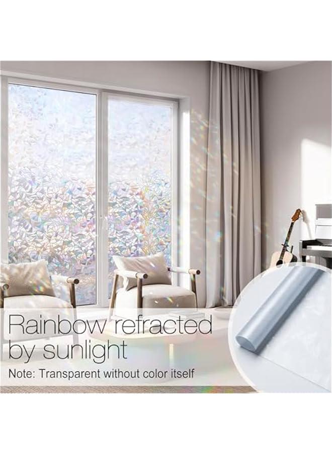 Window Privacy Film Rainbow Film Decorative Window Sticker, 3D Static Stained Glass Cling Tint for Home Heat Control Non-Adhesive, 17.5 x 78.7 inches - Image 2