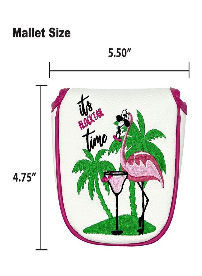 Giggle Golf Flamingo Golf Head Covers – Driver, Fairway, Hybrid & Putter – Tropical Black Flamingo Design - Great Gift (for Mallet/White) - Image 3