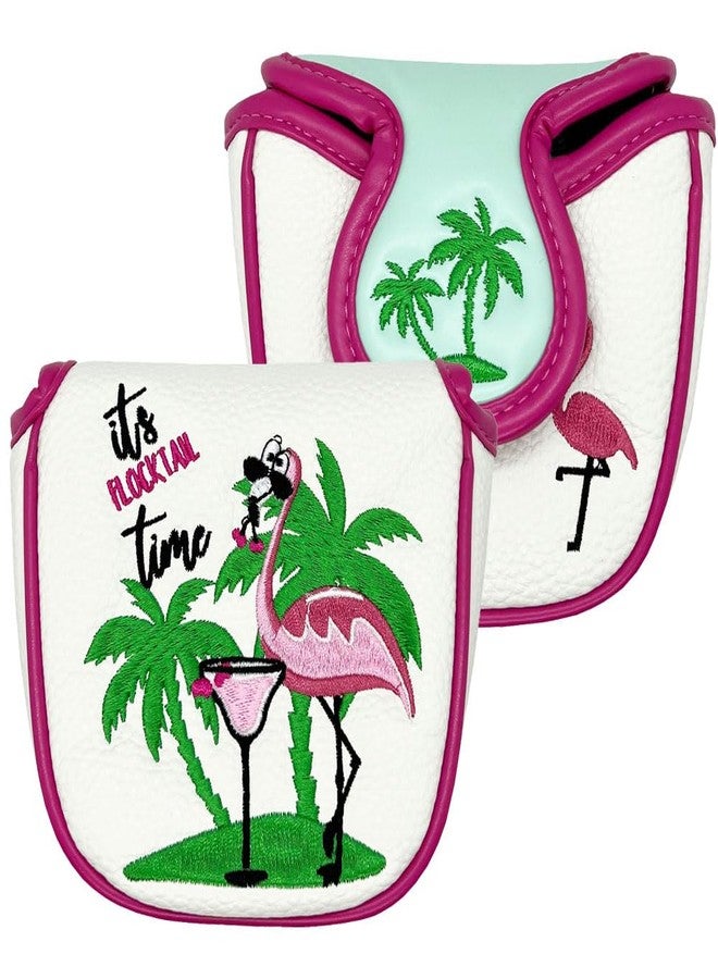 Giggle Golf Flamingo Golf Head Covers – Driver, Fairway, Hybrid & Putter – Tropical Black Flamingo Design - Great Gift (for Mallet/White) - Image 1