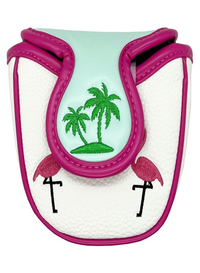 Giggle Golf Flamingo Golf Head Covers – Driver, Fairway, Hybrid & Putter – Tropical Black Flamingo Design - Great Gift (for Mallet/White) - Image 2