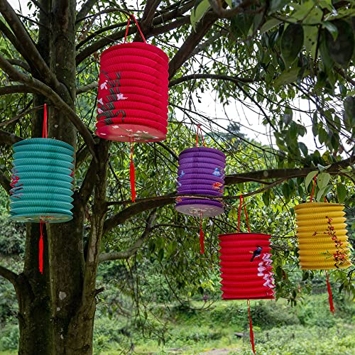 Aiminjey 10PCS Chinese Japanese Asian Paper Lanterns with LED Lights Decorative Hanging Electric Paper Lanterns 6.3inch Colorful for Spring Festival Valentine Lunar New Year Party Decorations Decor (10) - Image 3