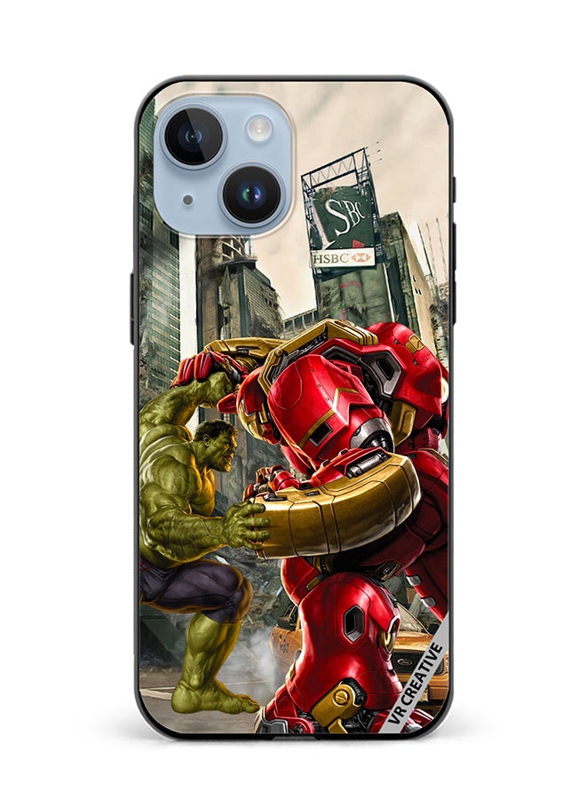VR CREATIVE Protective Case Cover For Apple iPhone 15 Plus Hulk Vs Hulkbuster Design Multicolour - Image 1