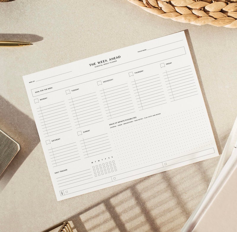 ThreeKin Collective ThreeKin Essential Weekly Planner - 8.5"x11", 52 Tear-Off Sheets, Motivational Design, Goal Setting, Time Management, To-Do Lists, Productivity Organizer, Perfect for Home, Office, Students, Work - Image 4