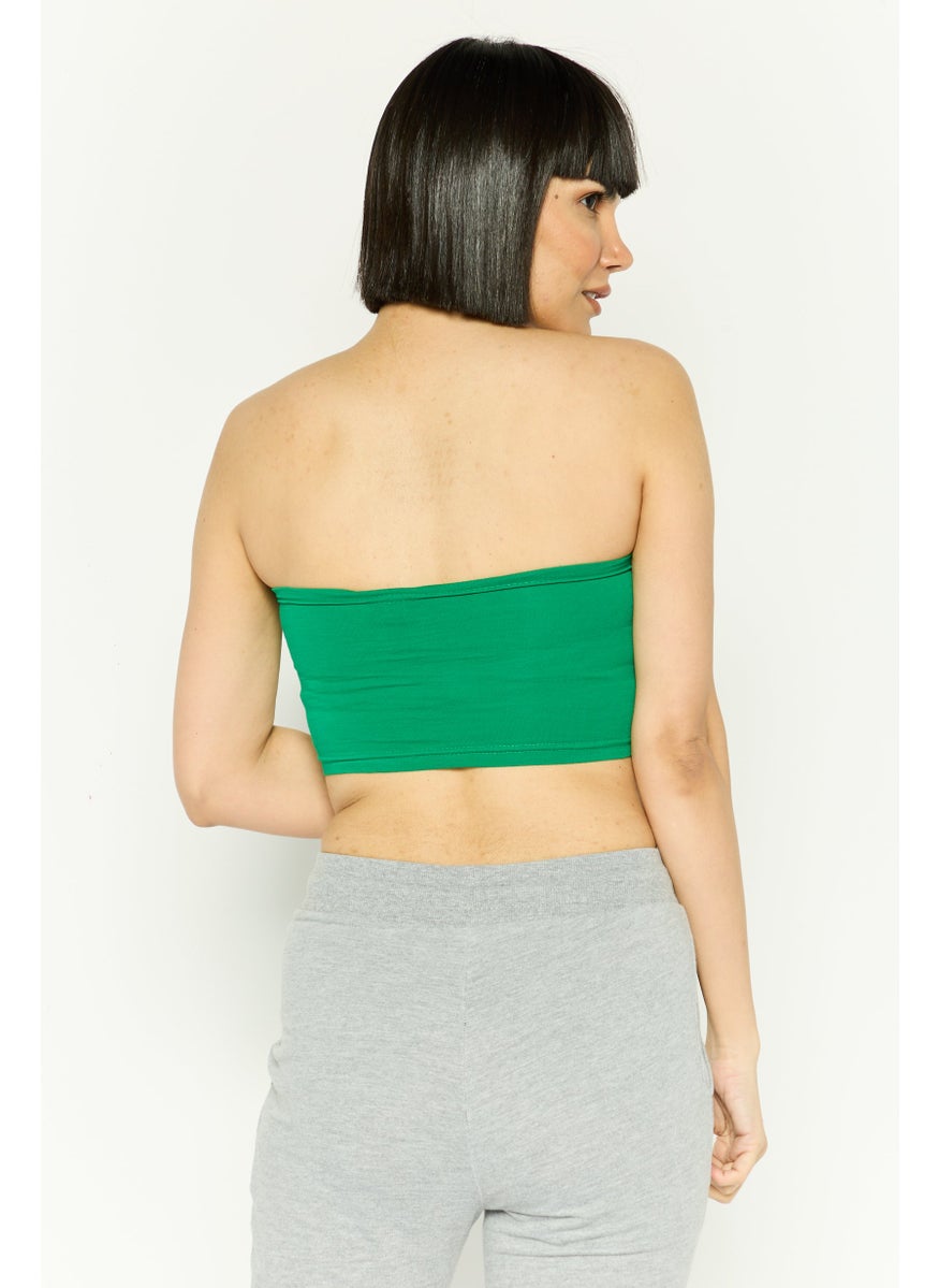 Ellesse Women Graphic Print Strapless Top, Green  - Image 3