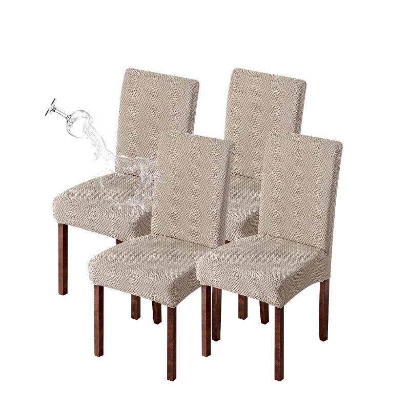 Genina Waterproof Chair Covers for Dining Room Set of 4 Kitchen Chair covers Parson Dining Chair SlipcoverKhaki