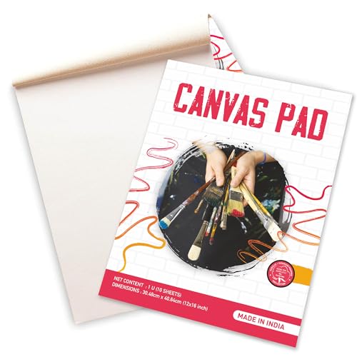 True Flair 100% Cotton Canvas Pad for Painting, 10 Sheets Pure White, Best for Acrylic & Oil Painting (9 x 12 inch) - Image 1