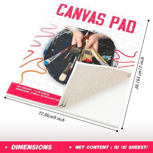 True Flair 100% Cotton Canvas Pad for Painting, 10 Sheets Pure White, Best for Acrylic & Oil Painting (9 x 12 inch) - Image 5